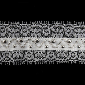 Wholesale Chain lace trim rhinestone 4 cm Sew-On lace trim Polyester net mesh Lace trimmings wedding for clothes  Accessories