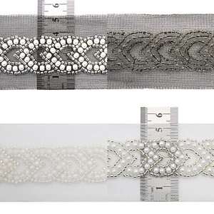 Wholesale Embroidery beaded lace trim 5.2 cm Mesh fabric lace trims beautiful Accessories for dress 3D wedding Designer