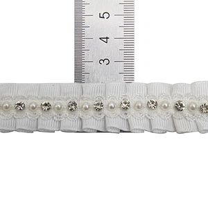 kavatar  wholesale new Handmade Bead lace Embroidered Tulle Trim wedding with Accessories Beads Rhinestones