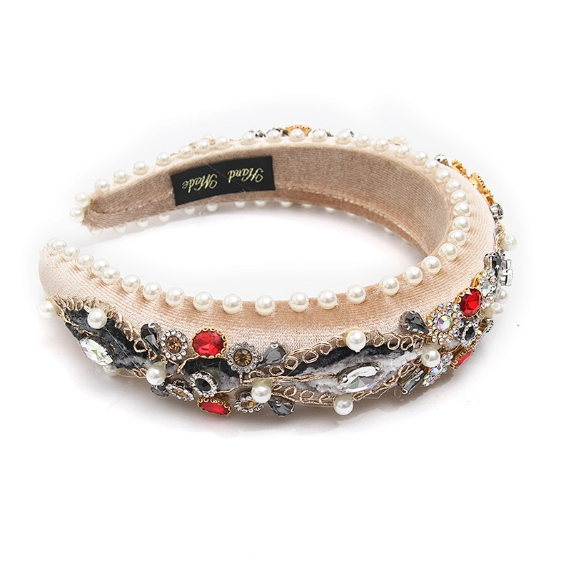 wholesale Hair Decoration Velour Crystal And Rhinestone Cup chain Decorated hair accessories Hairbands WOMEN HEADBAND