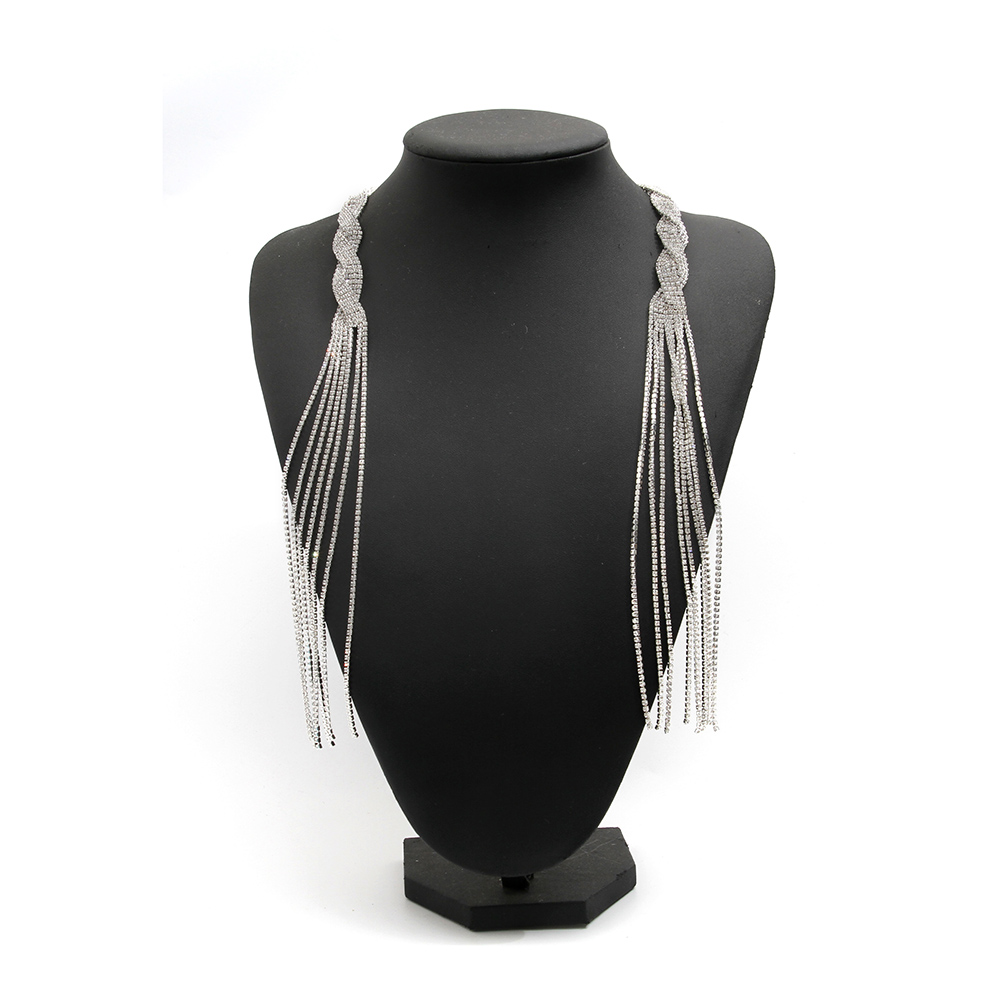 Wholesale Women Evening Party Dress Camisole  Plated tassel fringe alloy Rhinestone Chain Trim Bra Crystal Shoulder Strap