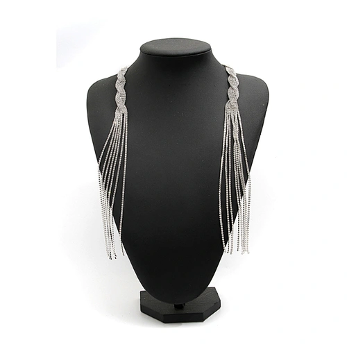 Wholesale Women Evening Party Dress Camisole  Plated tassel fringe alloy Rhinestone Chain Trim Bra Crystal Shoulder Strap