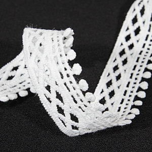 Designs Embroidered Water Soluble Pompom Lace Trim for Garments