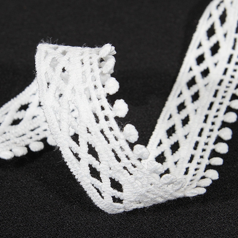 Designs Embroidered Water Soluble Pompom Lace Trim for Garments
