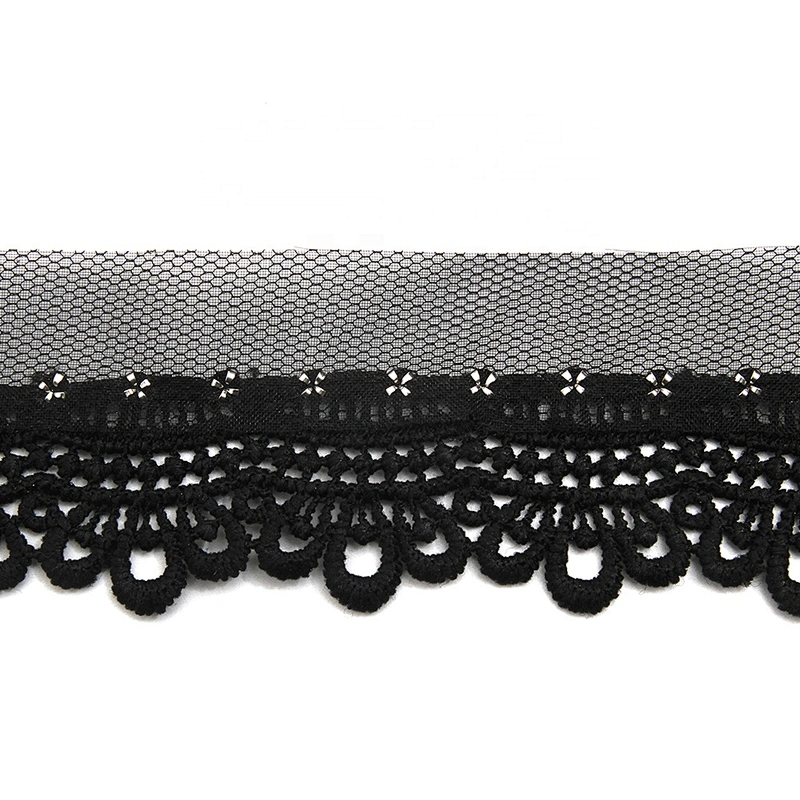 Wholesale 4cm Size Studs trim ribbon diy handmade costume dress sewing bead lace trim Design Rivets Trims