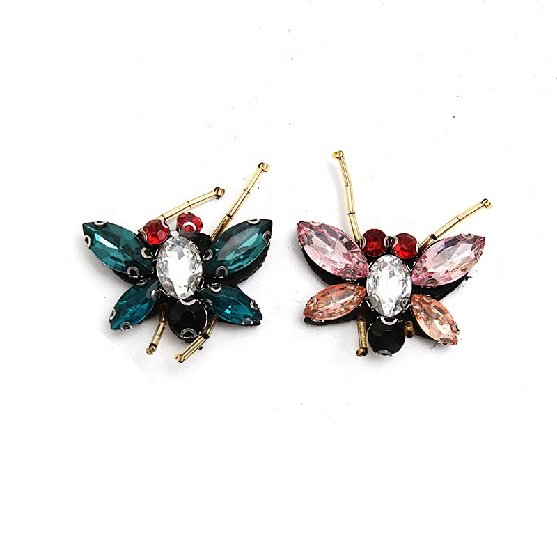 Christmas Cherry Flower Decorative Sew on Rhinestone Beaded Patches Wholesale patches for clothing