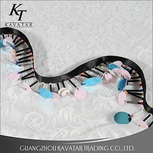 Wholesale strip beads fringe trim with plastic sequin