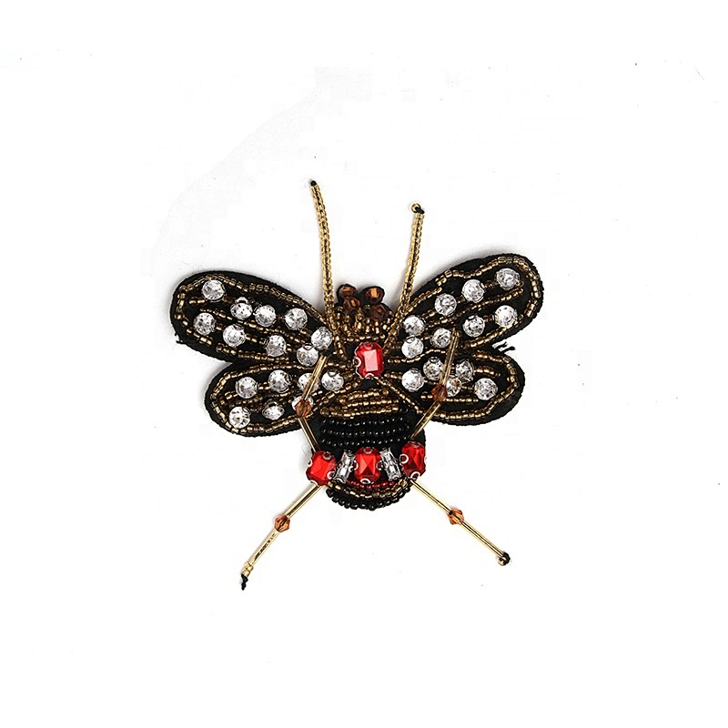 Christmas Cherry Flower Decorative Sew on Rhinestone Beaded Patches Wholesale patches for clothing
