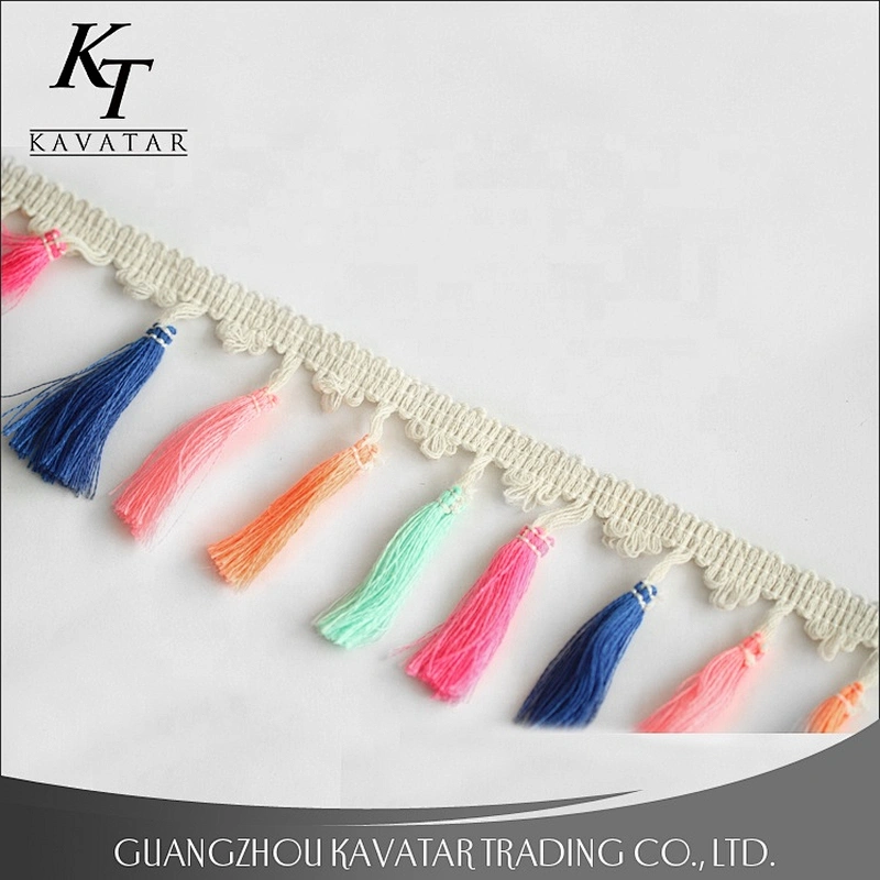 Kavatar Custom Colorful Wholesale Silk Tassel Fringe Trimming