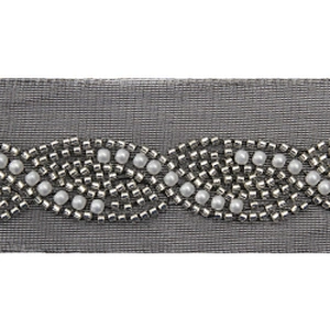 Wholesale Embroidery beaded lace trim 4.6 cm Mesh fabric lace trims beautiful Accessories for dress 3D wedding Designer