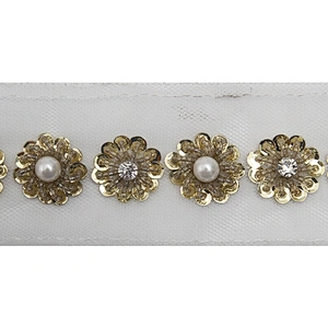 kavatar  wholesale new Handmade Bead lace Embroidered Tulle Trim wedding with Accessories Beads Crystals & Rhinestones