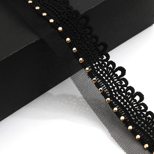 Wholesale 4cm Size Studs trim ribbon diy handmade costume dress sewing bead lace trim Design Rivets Trims