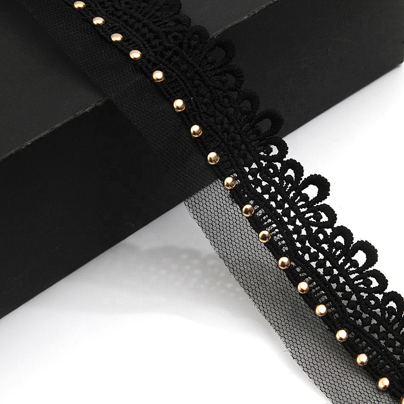 Wholesale 4cm Size Studs trim ribbon diy handmade costume dress sewing bead lace trim Design Rivets Trims