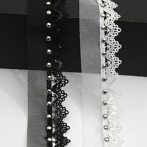 Wholesale 3.1cm Size Studs trim ribbon diy handmade costume dress sewing bead lace trim Design Rivets Sequins Trims