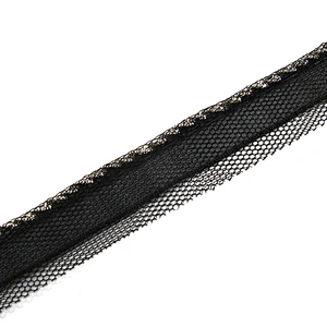 Wholesale Chain lace trim rhinestone 1.7 cm Sew-On lace trim Polyester net mesh Lace trimmings for clothes  Accessories