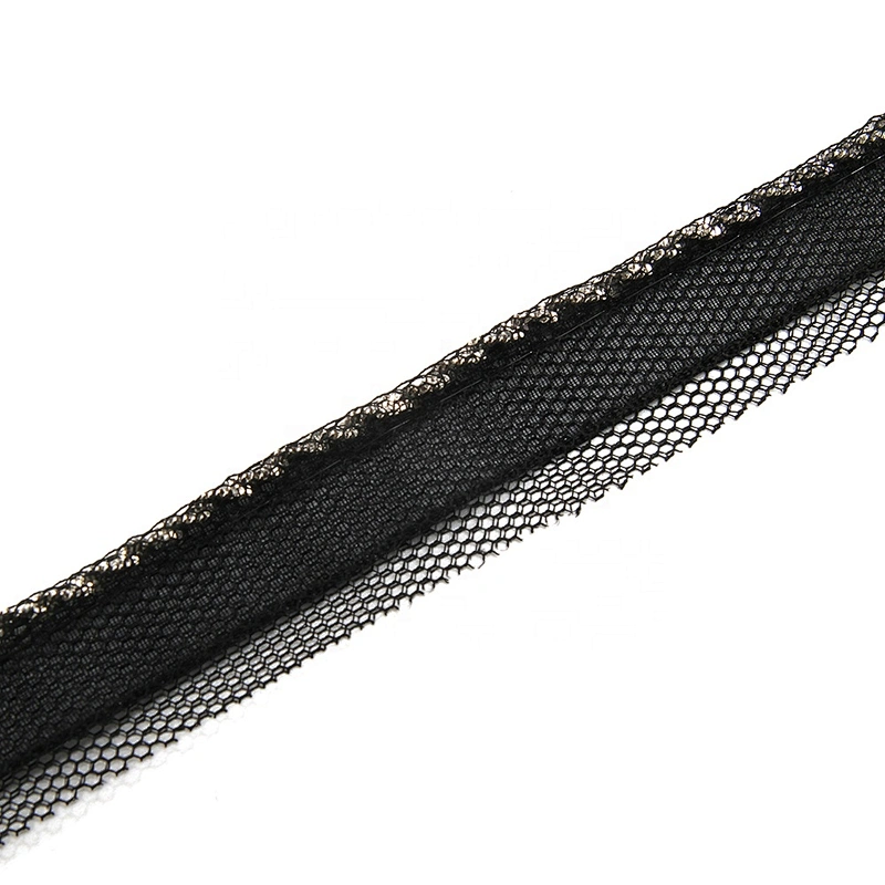 Wholesale Chain lace trim rhinestone 1.7 cm Sew-On lace trim Polyester net mesh Lace trimmings for clothes  Accessories