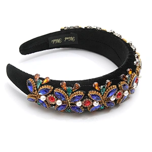 wholesale Hair Decoration Velour Crystal And Rhinestone Cup chain Decorated hair accessories Hairbands WOMEN HEADBAND