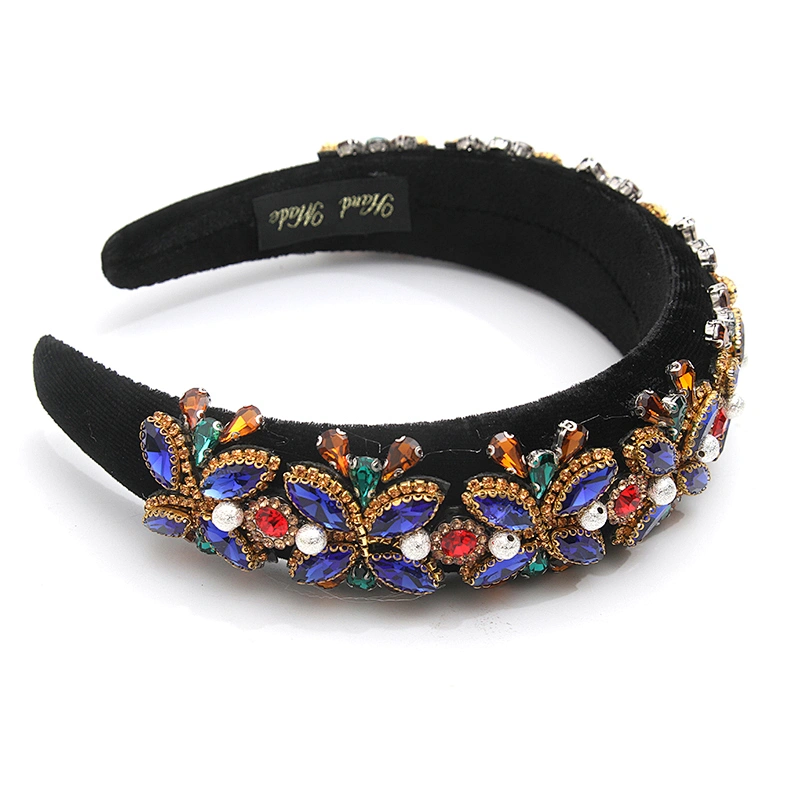 wholesale Hair Decoration Velour Crystal And Rhinestone Cup chain Decorated hair accessories Hairbands WOMEN HEADBAND