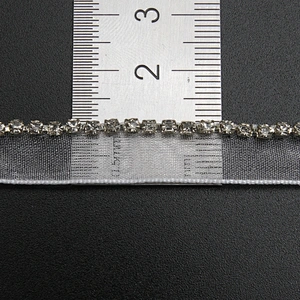Wholesale Chain lace trim rhinestone 1.1 cm Sew-On lace trim Polyester net mesh Lace trimmings wedding for clothes  Accessories