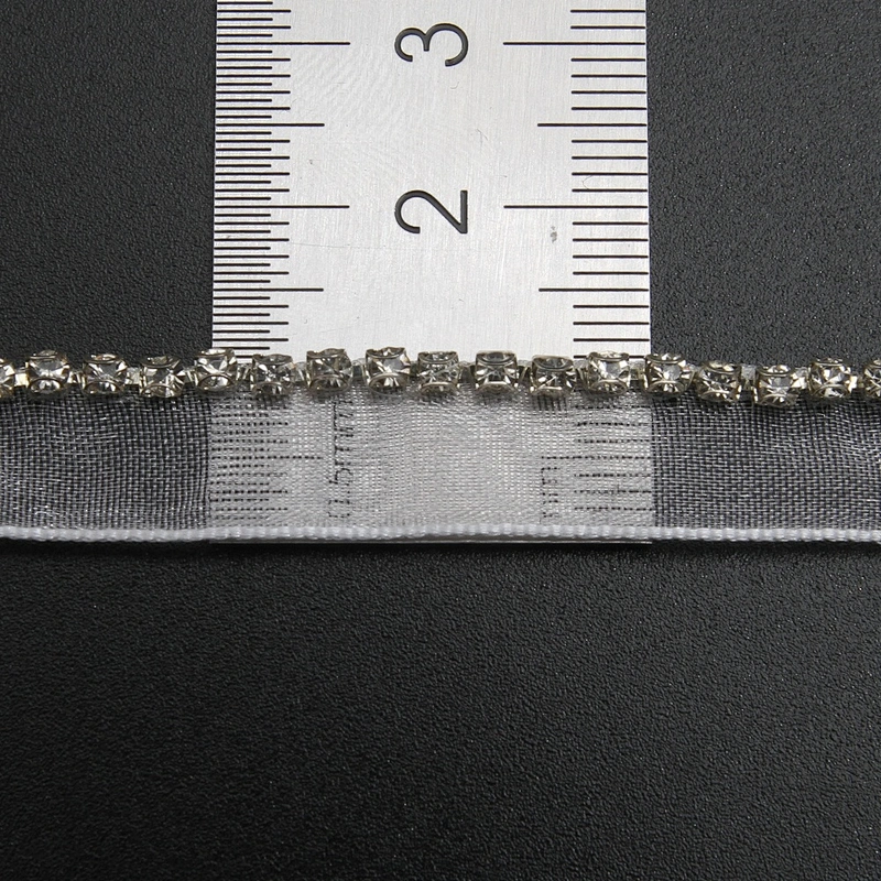 Wholesale Chain lace trim rhinestone 1.1 cm Sew-On lace trim Polyester net mesh Lace trimmings wedding for clothes  Accessories