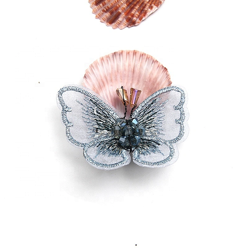 Christmas Cherry Flower Decorative Sew on Rhinestone Beaded Patches Wholesale patches for clothing