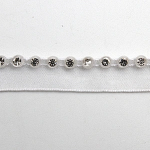 Wholesale Chain lace trim rhinestone 1.2 cm Sew-On lace trim Polyester net mesh Lace trimmings wedding for clothes  Accessories