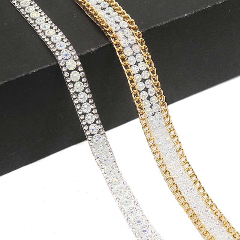 wholesale hot fix tape with rhinestone hot fix trimming chain glitter trim for DIY garment dresses Accessories