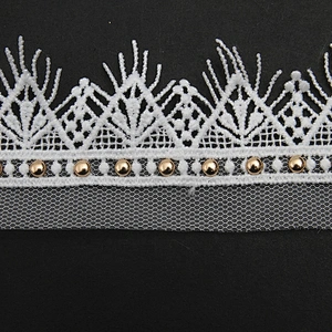 Wholesale 4.5cm Size Studs trim ribbon diy handmade costume dress sewing bead lace trim Design Rivets Trims