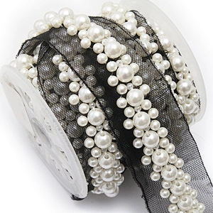 kavatar  wholesale new Handmade Bead lace Embroidered Tulle Trim wedding with Accessories Beads Crystals & Rhinestones