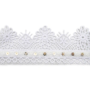 Wholesale sequins Lace Trim Water soluble lace white bridal lace trim Embroidery Sequin Tape For Dress cheap