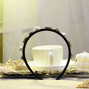 American style pearl print, web celebrity street party fashion hair band headbands with buttons hair accessories