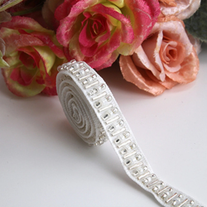 Designer material rhinestone glass beaded lace trim mix color lace embroidery beaded lace trim