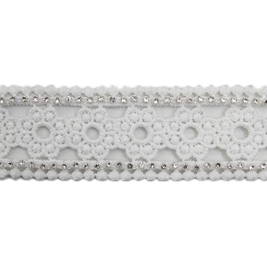 Wholesale Chain lace trim rhinestone 2.8 cm Sew-On lace trim Polyester net mesh Lace trimmings wedding for clothes  Accessories
