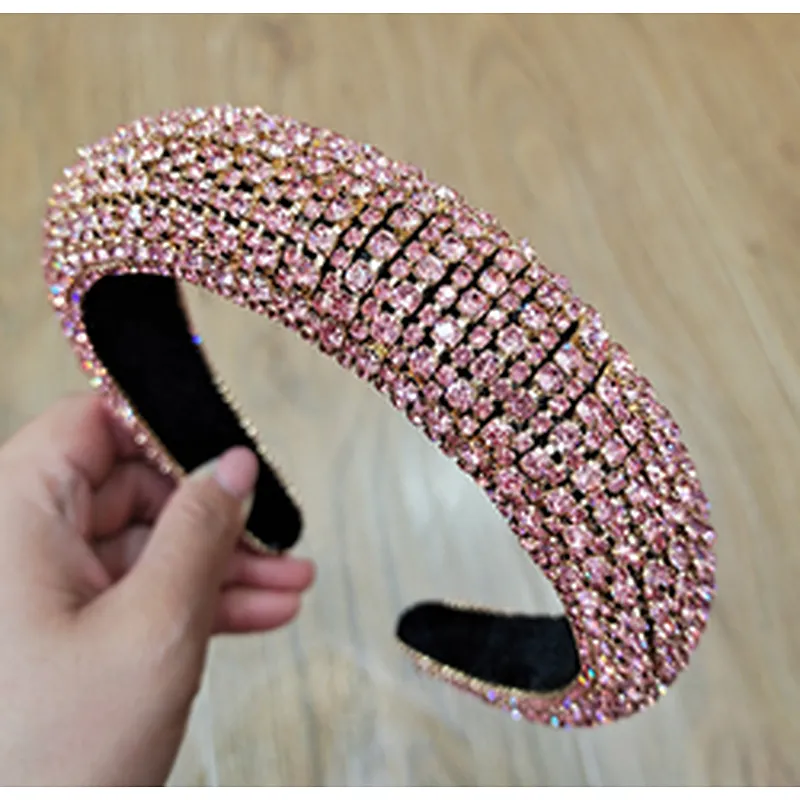 Manufacturers direct colorful  with blue headband bride with hand sewing Acrylic rhinestone with the latest style bling