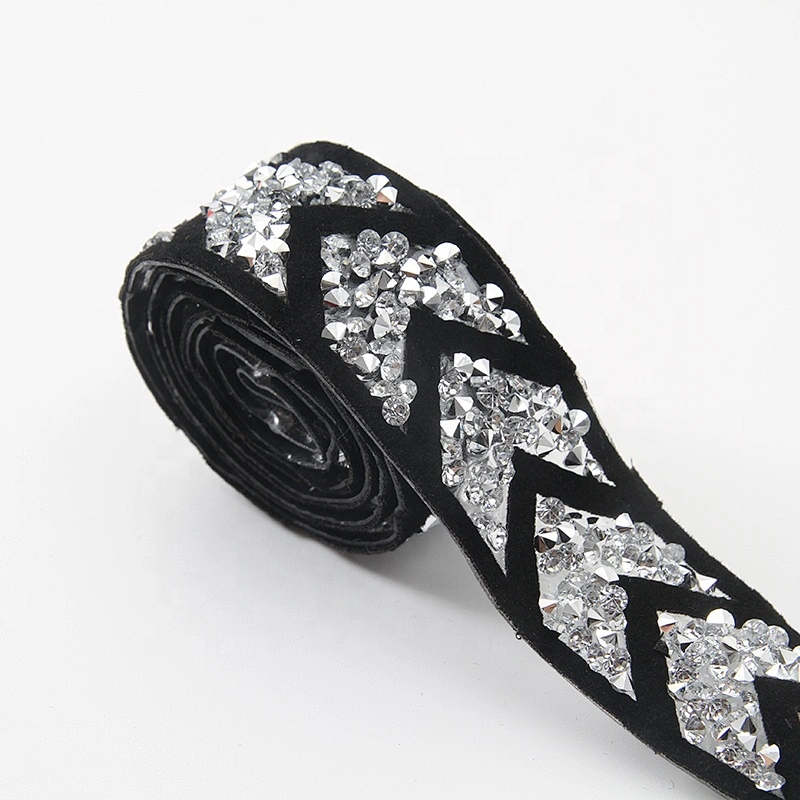 High quality decorate Hotfix crystal rhinestone trims