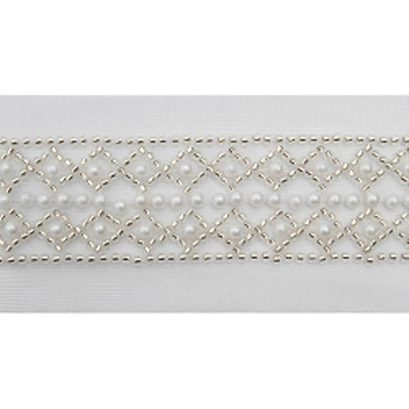Wholesale Embroidery beaded lace trim 5.8 cm Mesh fabric lace trims beautiful White Accessories for dress 3D wedding Designer