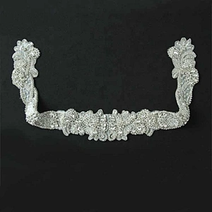 Guangzhou Accessories Custom Rhinestone Applique Patches For Wedding Dress Crystal belt for Bridal Dress Accessories