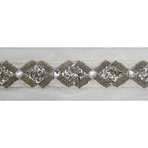 kavatar  wholesale new Handmade Bead lace Embroidered Tulle Trim wedding with Accessories Beads Rhinestones