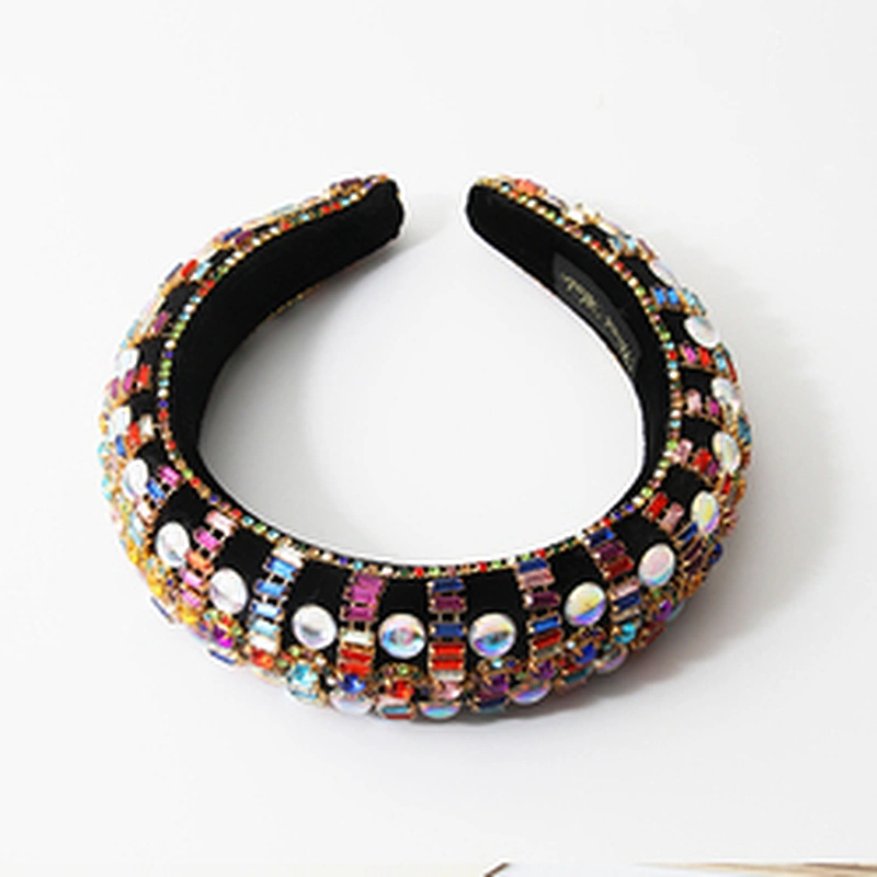 colorful beads hairband 2020  pearl headband bride with hand sewing Acrylic beads with the latest style bling Vintage Headbands