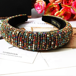 Manufacturers direct colorful  with blue headband bride with hand sewing Acrylic rhinestone with the latest style bling