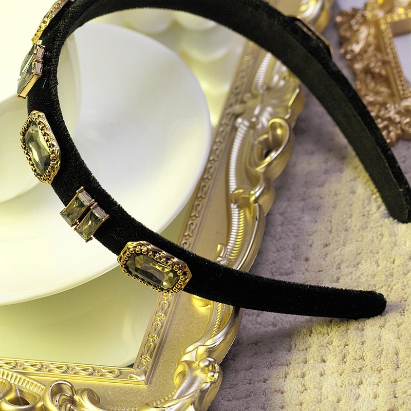 Headbands for women 2020  winter vintage fuzz headband  ,Hair band wholesale Baroque rhinestone party fashion hair band
