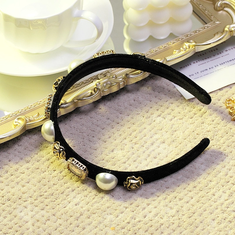 American style pearl print, web celebrity street party fashion hair band headbands with buttons hair accessories
