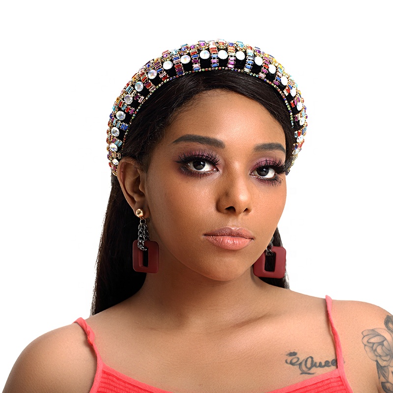 colorful beads hairband 2020  pearl headband bride with hand sewing Acrylic beads with the latest style bling Vintage Headbands