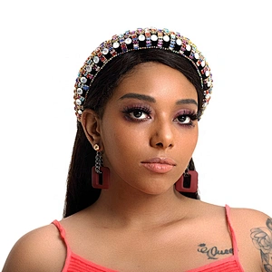 colorful beads hairband 2020  pearl headband bride with hand sewing Acrylic beads with the latest style bling Vintage Headbands