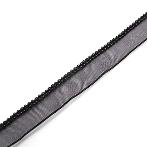 Wholesale Chain lace trim black beaded 1.1 cm Sew-On lace trim Polyester net mesh Lace trimmings for clothes  Accessories