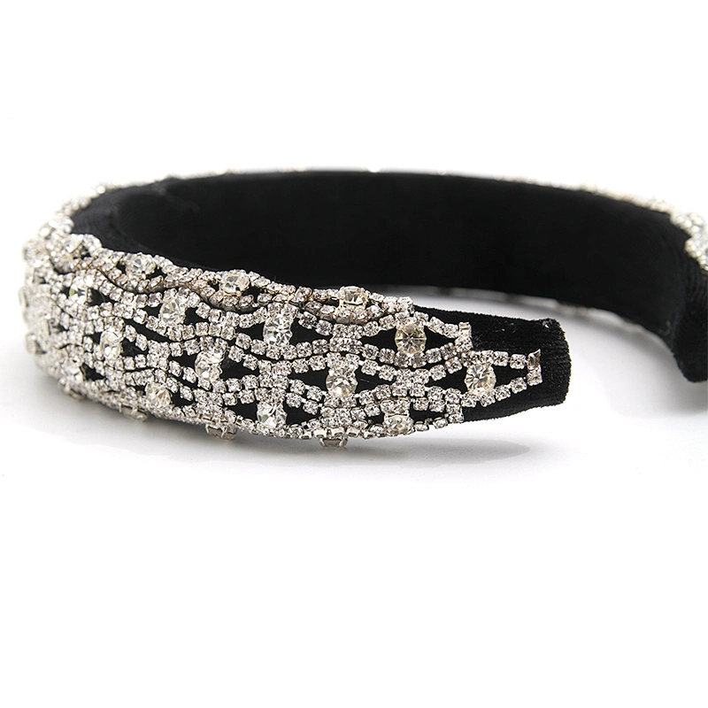 wholesale Hair Decoration Velour Crystal And Rhinestone Cup chain Decorated hair accessories Hairbands WOMEN HEADBAND