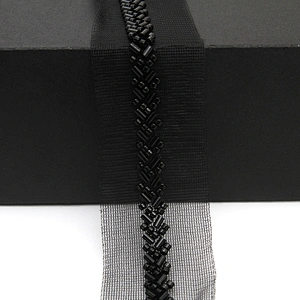 Wholesale Embroidery beaded lace trim 3.5 cm Mesh fabric lace trims beautiful Accessories for dress 3D wedding Designer