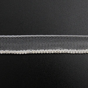 Wholesale Chain lace trim beaded 1.3 cm Sew-On lace trim Polyester net mesh Lace trimmings wedding for clothes  Accessories