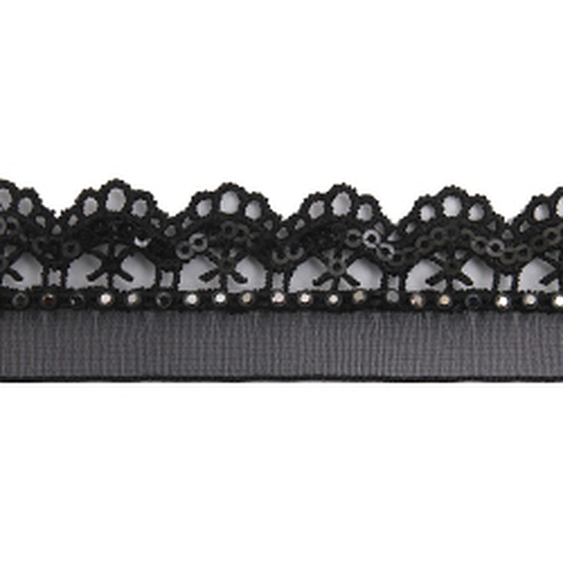 Wholesale Chain lace trim rhinestone 2.3 cm Sew-On lace trim Polyester net mesh Lace trimmings wedding for clothes  Accessories