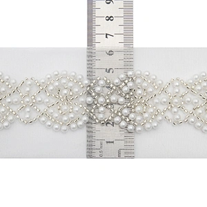 Wholesale Embroidery beaded lace trim 6.2 cm Mesh fabric lace trims beautiful White Accessories for dress 3D wedding Designer